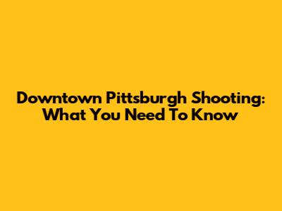 Downtown Pittsburgh Shooting: What You Need To Know