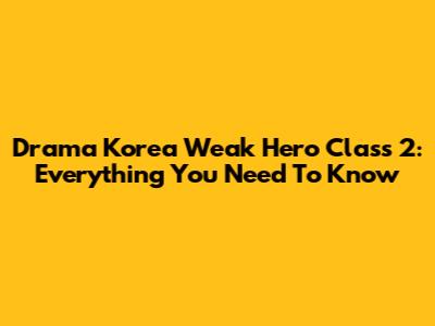 Drama Korea Weak Hero Class 2: Everything You Need To Know