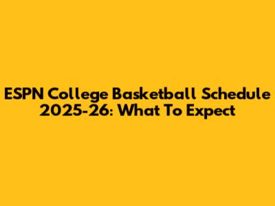 ESPN College Basketball Schedule 2025-26: What To Expect