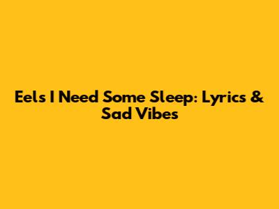 Eels I Need Some Sleep: Lyrics & Sad Vibes
