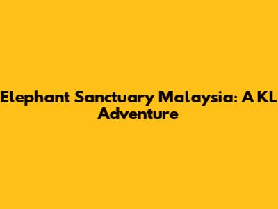 Elephant Sanctuary Malaysia: A KL Adventure