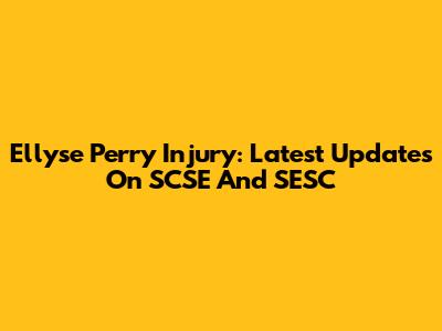Ellyse Perry Injury: Latest Updates On SCSE And SESC
