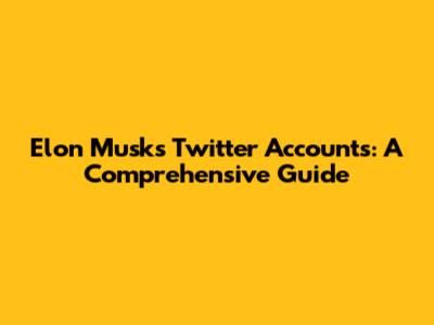 Elon Musk's Twitter Accounts: A Comprehensive Guide