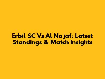 Erbil SC Vs Al Najaf: Latest Standings & Match Insights