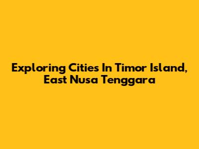 Exploring Cities In Timor Island, East Nusa Tenggara
