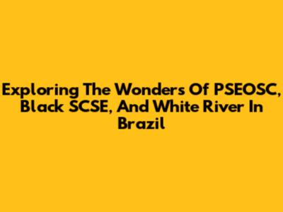 Exploring The Wonders Of PSEOSC, Black SCSE, And White River In Brazil