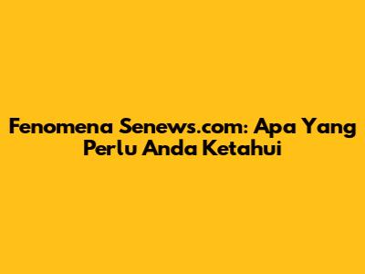 Fenomena Senews.com: Apa Yang Perlu Anda Ketahui
