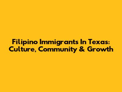 Filipino Immigrants In Texas: Culture, Community & Growth