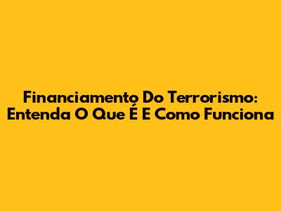 Financiamento Do Terrorismo: Entenda O Que É E Como Funciona