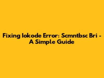 Fixing Iokode Error: Scmntbsc Bri - A Simple Guide