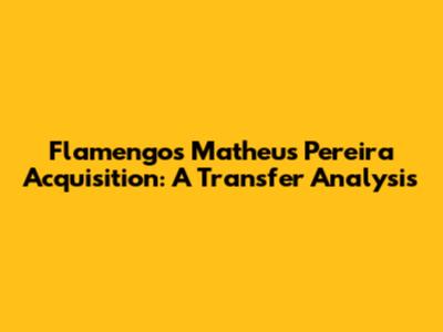 Flamengo's Matheus Pereira Acquisition: A Transfer Analysis