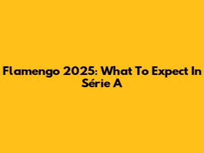 Flamengo 2025: What To Expect In Série A