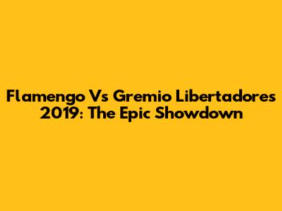Flamengo Vs Gremio Libertadores 2019: The Epic Showdown