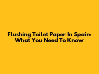 Flushing Toilet Paper In Spain: What You Need To Know