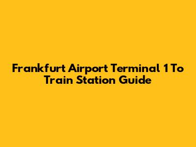 Frankfurt Airport Terminal 1 To Train Station Guide