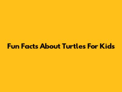 Fun Facts About Turtles For Kids
