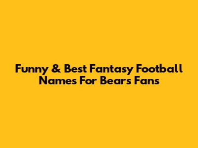 Funny & Best Fantasy Football Names For Bears Fans