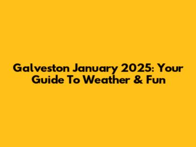 Galveston January 2025: Your Guide To Weather & Fun