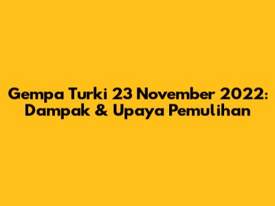 Gempa Turki 23 November 2022: Dampak & Upaya Pemulihan