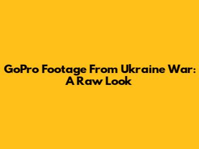 GoPro Footage From Ukraine War: A Raw Look