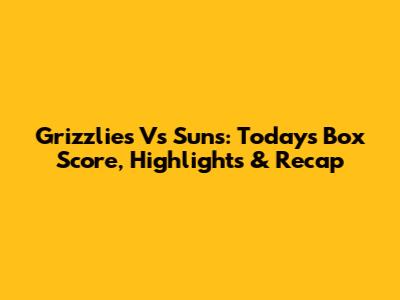 Grizzlies Vs Suns: Today's Box Score, Highlights & Recap