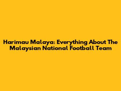 Harimau Malaya: Everything About The Malaysian National Football Team