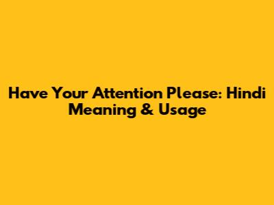 Have Your Attention Please: Hindi Meaning & Usage