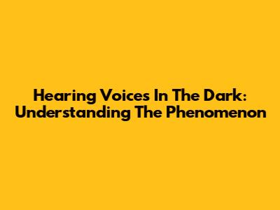 Hearing Voices In The Dark: Understanding The Phenomenon