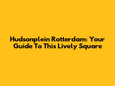 Hudsonplein Rotterdam: Your Guide To This Lively Square