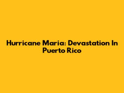 Hurricane Maria: Devastation In Puerto Rico