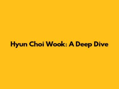 Hyun Choi Wook: A Deep Dive