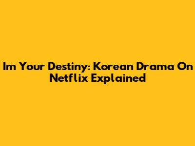 I'm Your Destiny: Korean Drama On Netflix Explained