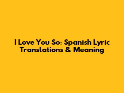 I Love You So: Spanish Lyric Translations & Meaning