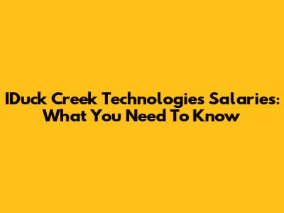 IDuck Creek Technologies Salaries: What You Need To Know