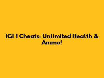 IGI 1 Cheats: Unlimited Health & Ammo!