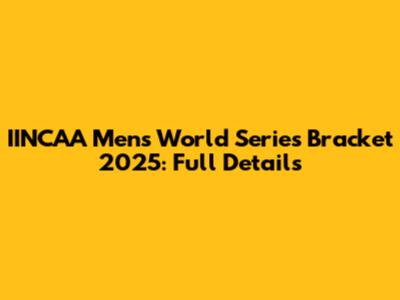 IINCAA Men's World Series Bracket 2025: Full Details