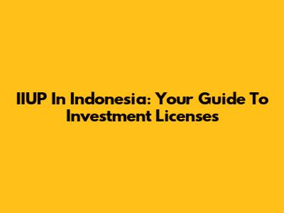 IIUP In Indonesia: Your Guide To Investment Licenses