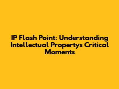 IP Flash Point: Understanding Intellectual Property's Critical Moments