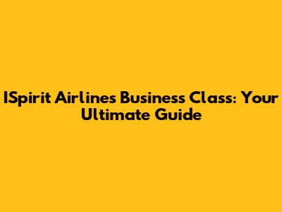 ISpirit Airlines Business Class: Your Ultimate Guide