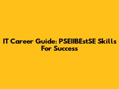 IT Career Guide: PSEIIBEstSE Skills For Success