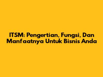 ITSM: Pengertian, Fungsi, Dan Manfaatnya Untuk Bisnis Anda