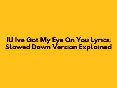 IU 'I've Got My Eye On You' Lyrics: Slowed Down Version Explained