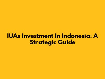 IUA's Investment In Indonesia: A Strategic Guide