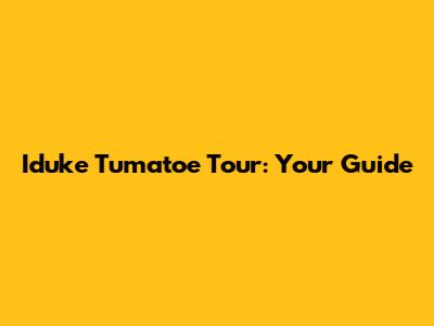 Iduke Tumatoe Tour: Your Guide