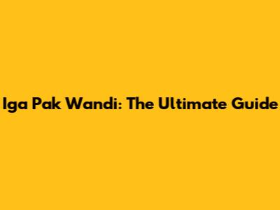 Iga Pak Wandi: The Ultimate Guide