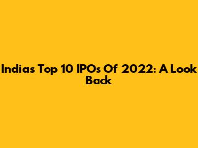India's Top 10 IPOs Of 2022: A Look Back