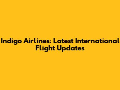 Indigo Airlines: Latest International Flight Updates
