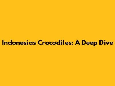 Indonesia's Crocodiles: A Deep Dive
