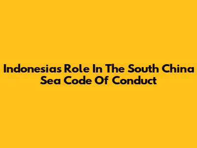 Indonesia's Role In The South China Sea Code Of Conduct