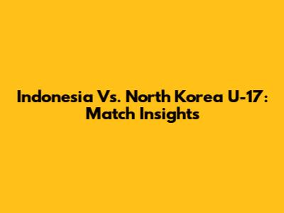 Indonesia Vs. North Korea U-17: Match Insights